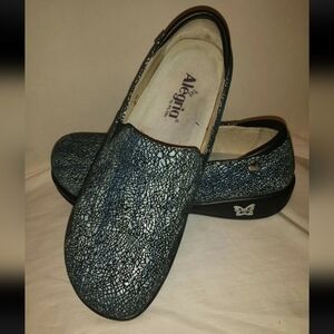 ALEGRIA KELI CLOG 11 US 41 EU CRACKLE & POP BLUE PATENT LEATHER COMFORT KEL-244